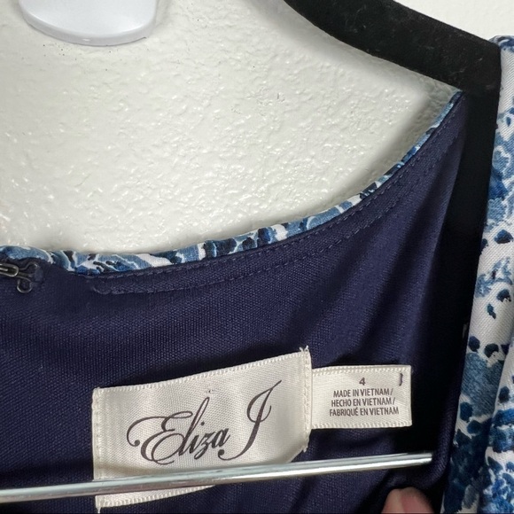 ELIZA J cold shoulder paisley waist‎ tie maxi dress blue 4 - Picture 8 of 8